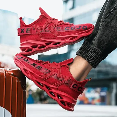 Кроссовки мужские сетчатые ультралегкие, красные кеды с буквенным принтом,  массивные кроссовки для бега, модная спортивная обувь, большие размеры 46 |  AliExpress