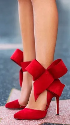 Stylish red high heels with ribbon | Red shoes, Bow high heels, Fashion