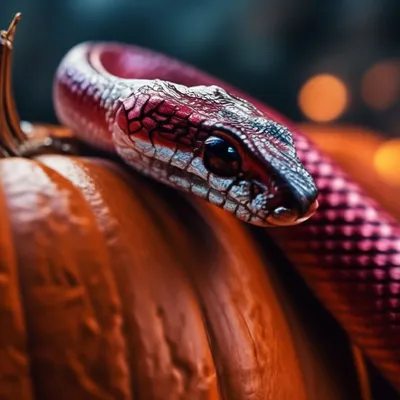 Маленькая красная змея лежит на …» — создано в Шедевруме