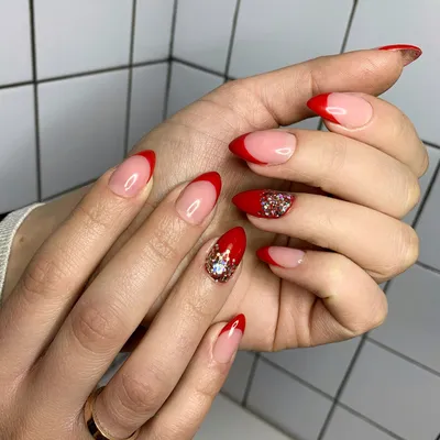 Френч Красный френч | Nails, Beauty