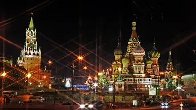 Обои москва, кремль, вечер на рабочий стол