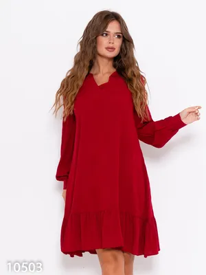 Красное крепдешиновое платье с воланом 62497 за 398 грн: купить из  коллекции Trendy - issaplus.com
