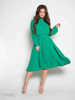 Зеленое крепдешиновое платье с длинными рукавами 57695 за 352 грн: купить  из коллекции Expression - issaplus.com