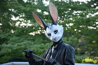 dnbcd: Anthropomorphic, an anthropomorphic Cyberpuck rabbit wearing a neon  trench coat and fedora cap, drinking beer vibrant cool color tone, 16mm  film quality with film grain, UHD, perfect white balance, Alberto, Canon