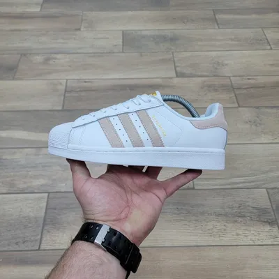 Бело-коричневые женские и подростковые кроссовки Адидас Суперстар | Adidas  Superstar White Pink в интернет-магазине в Минске