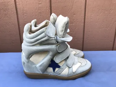 EUC ISABEL MARANT 37 US 6.5 Baby Blue Suede OG BAYLEY STAR Wedge Sneaker  Shoe A5 | eBay