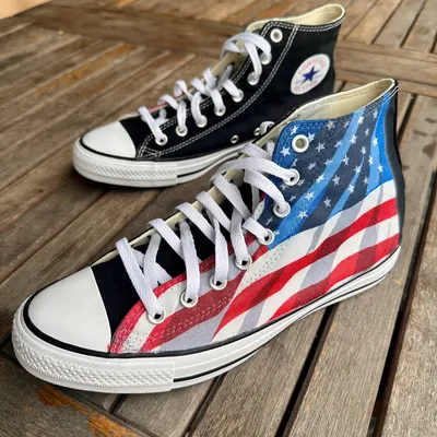 American Flag Black Converse High Top Chuck Taylor Shoes Made In USA –  BlvdCustom