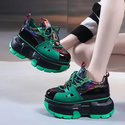 Lucyever блестящие женские кроссовки на массивной подошве 2022,  светоотражающая обувь на высокой платформе для женщин, серебристая обувь на  толстой вулканизированной подошве | AliExpress