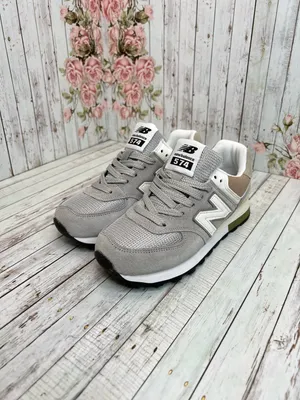 Кроссовки New Balance 574 женские серый беж с сеткой | AliExpress