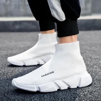 Кроссовки-носки для мужчин и женщин, дышащие, без шнуровки, повседневная  спортивная обувь для бега, белые, весна 2022 | AliExpress