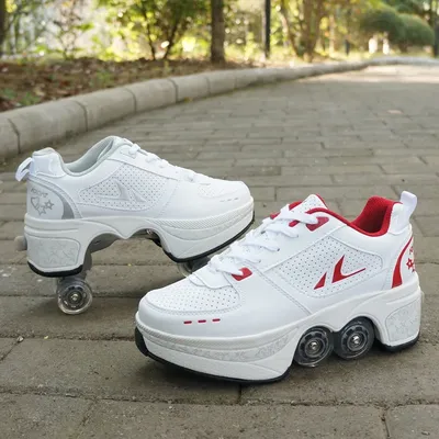 Деформация туфли для паркура четырехколесные круглые кроссовки для бега  роликовые коньки обувь для взрослых детей унисекс | AliExpress