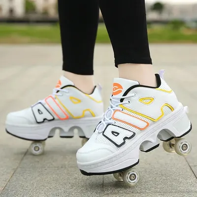 Deformation Roller Skates 4 Wheels Skate Shoes Parkour Sports Skateboard  Shoes Unisex Sneakers Children Roller Skates Kid Shoes - AliExpress