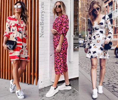 Кеды и кроссовки под платье - 30 примеров на модных блогерах