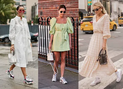 Кеды и кроссовки под платье - 30 примеров на модных блогерах | Блоггерский  стиль, Модные стили, Платья