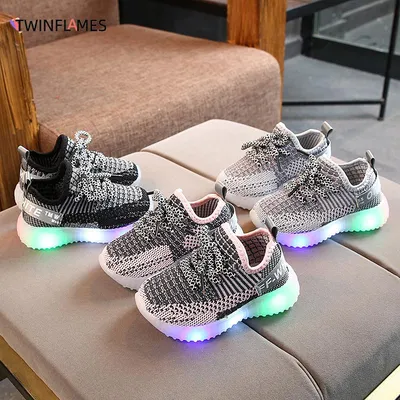 TWINFLAMES Вязанные кроссовки со светящейся подошвой для девочек. Возраст:  от 3 до 14 лет – лучшие товары в онлайн-магазине Джум Гик