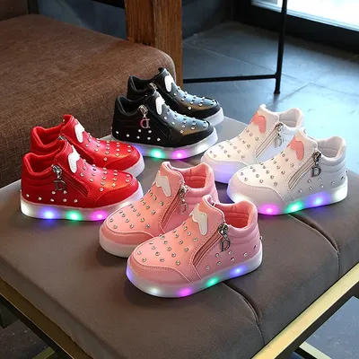 Детские кроссовки со светодиодной подсветкой, сетчатые дышащие, зарядка  через USB, разноцветная обувь с подсветкой, светящаяся подошва, для  мальчиков и девочек | AliExpress