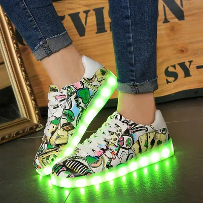 Купить Уличная светящаяся обувь Модная светящаяся обувь Флуоресцентная  обувь Приливная обувь Детская обувь | Joom