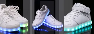 Белые кроссовки со светящейся подошвой для девочки NVN369-2 в  интернет-магазине Ekakids