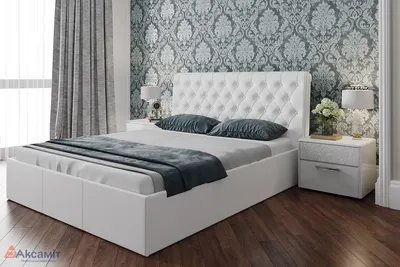 Двуспальная кровать Скарлет с мягким изголовьем 160х200 (Белый) купить в  Минске