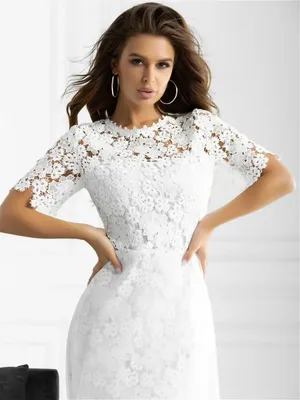 Белое платье-мини из кружева, артикул L1-23/5-672-КП754 | Купить в  интернет-магазине Yana в Москве