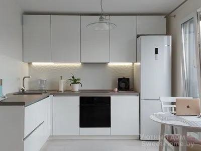 Угловая белая кухня Интегро из крашеного МДФ — Салон Мебели \