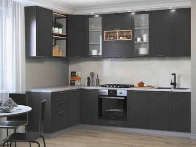 Купить угловую модульную кухню Квадро-20 темно-серого цвета 2,8*1,5 метра