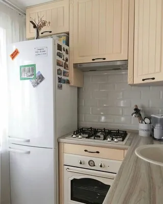 Дизайн кухни в хрущевке с холодильником - 59 фото