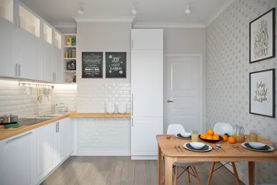 Дизайн угловой кухни в скандинавском стиле - 74 фото