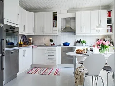 Угловая кухня в скандинавском стиле - 68 фото