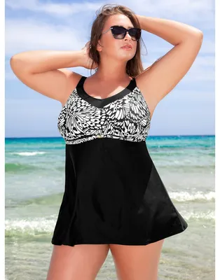 Модный слитный купальник с коротким рукавом, женское платье большого  размера, сексуальная черная женская юбка, размерный купальник, купальный  костюм для отпуска | AliExpress