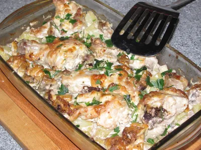 Сочная курица с картошкой и грибами в духовке - рецепт автора Лариса Вовк 🌳