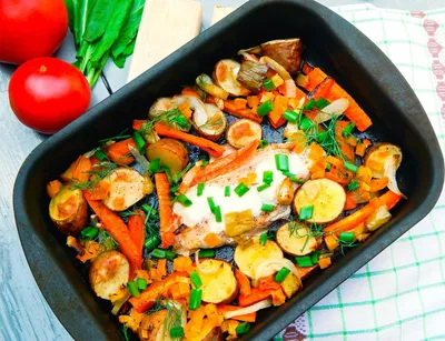 Курица кусочками с овощами в духовке - пошаговый рецепт с фото на Повар.ру