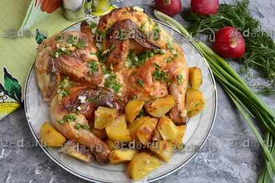 Тушеная курица с картошкой в духовке - рецепт приготовления с фото и видео