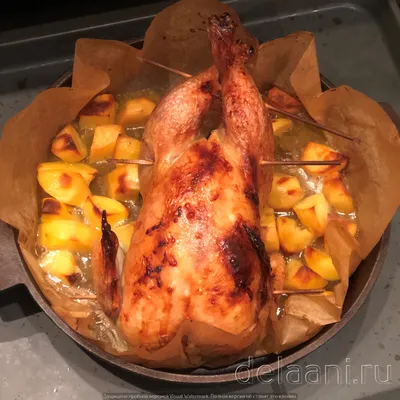Курица, приготовленная на сковороде в духовке