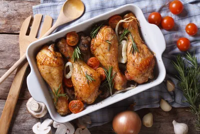 Рецепт диетической курицы с овощами в духовке | Меню недели