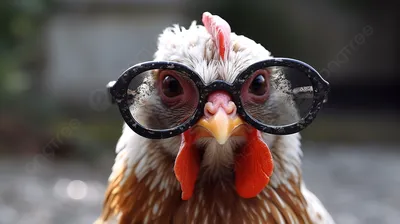Курица в шляпе и солнечных очках, …» — создано в Шедевруме