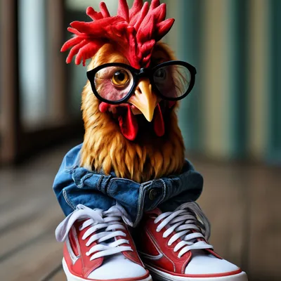 Курица-курица в солнцезащитных очках generative by ai | Премиум Фото