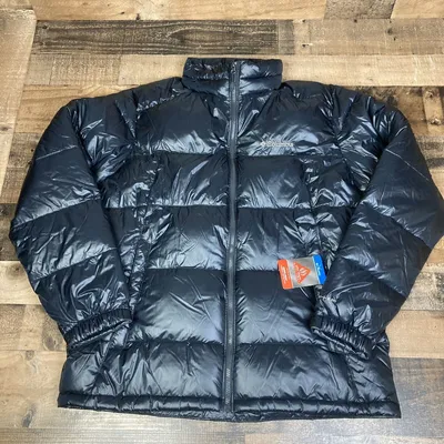 Columbia Jacket Men Sz L Black Pike Lake Puffer Insulated Omni-Heat Shiny  $200 | eBay