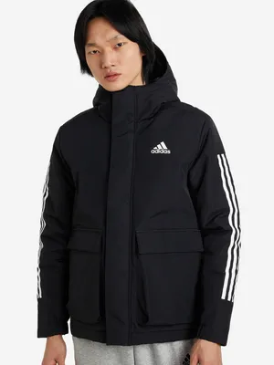 Куртка утепленная мужская adidas Utilitas 3-Stripes черный цвет — купить за  12499 руб. со скидкой 50 %, отзывы в интернет-магазине Спортмастер