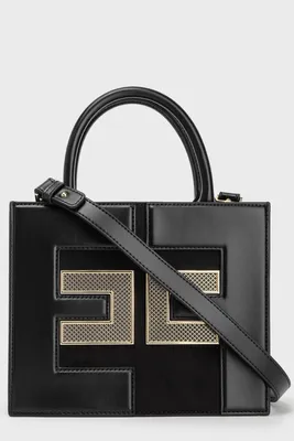 Черная квадратная сумка с золотым логотипом Elisabetta Franchi купить в  Украине цена 13847 грн ① Оригинал ② Выгодная цена ③ Отзывы покупателей