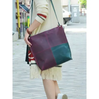 Женская кожаная сумка Квадрат 888066/77 зелёно-бордовая — купить недорого в  интернет-магазине «Топ Авеню»