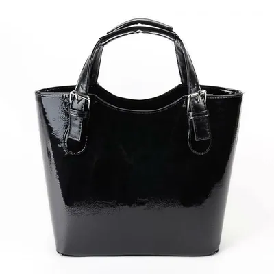 Лаковая женская сумка Voila 6162395 классическая черная купить в  intersumka.ua