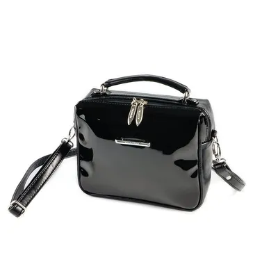 Женская деловая сумка М62-лак/замша черная — заказывайте недорого