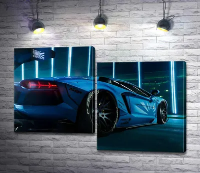 ᐉ Модульная картина ArtPoster Лазурный цвет автомобиля Ламборгини  (Lamborghini Aventador) 130x88 см Модуль №5 (001041)