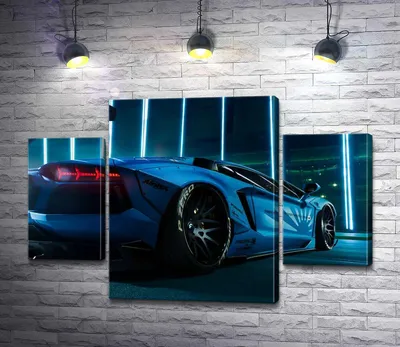 ᐉ Модульная картина ArtPoster Лазурный цвет автомобиля Ламборгини  (Lamborghini Aventador) 131x89 см Модуль №7 (001041)