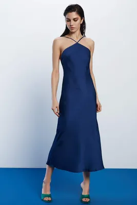 Платье женское LOVE REPUBLIC 1452006519 синее 46 RU - купить в Москве, цены  на Мегамаркет