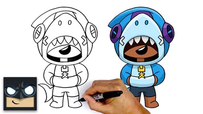 Amazing Leon the Shark drawing tutorial for kids! - How to draw Leon shark  from Brawl Stars - YouTube