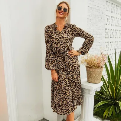 Леопардовое платье 2023/2024 - фото | С чем носить | Женское платье с  леопардовым принтом