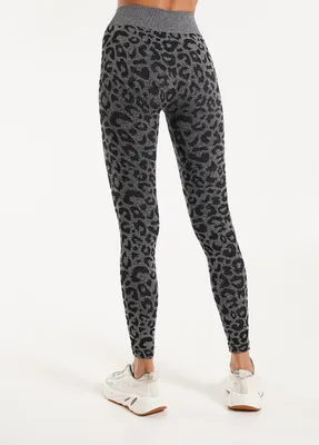 Спортивные леггинсы с леопардовым принтом LEGGINGS ANIMAL MELANGE 03 black  (черный) Giulia