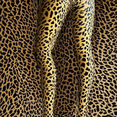 Спортивные леггинсы с леопардовым принтом LEGGINGS ANIMAL MELANGE 03 black  (черный) Giulia